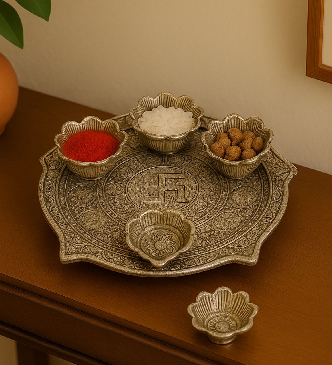 Puja set - German Silver 