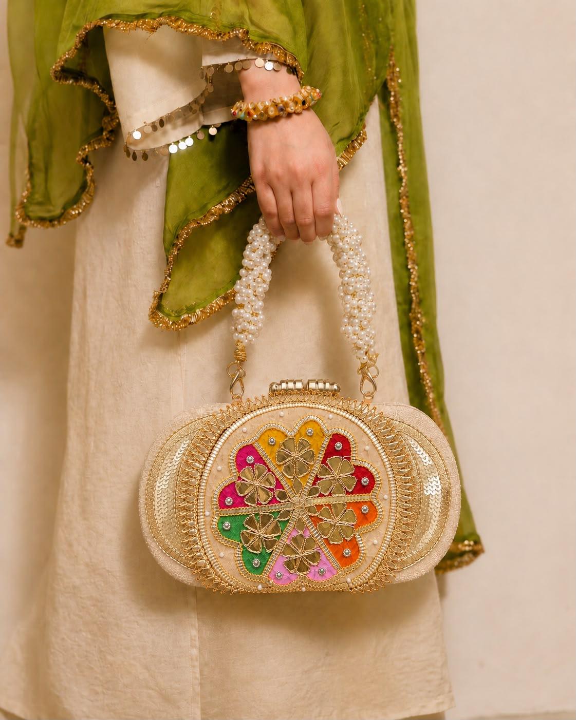 Lotus Gotapatti Clutch Bag