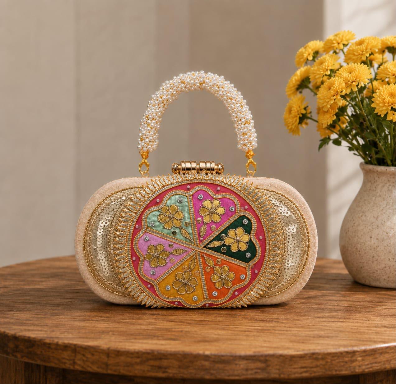 Lotus Gotapatti Clutch Bag