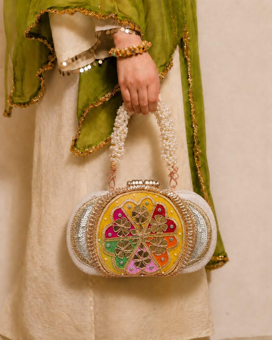 Lotus Gotapatti Clutch Bag