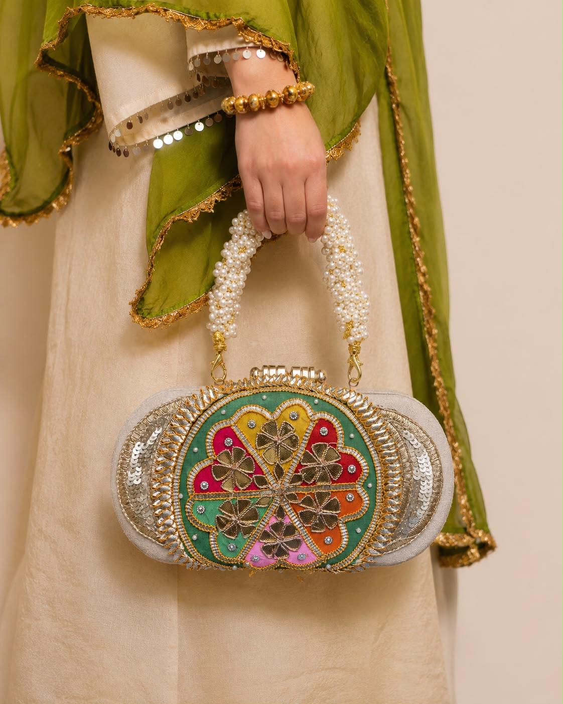 Lotus Gotapatti Clutch Bag